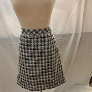 Laundry By Shelli Segal Black and White Plaid A-Line Skirt